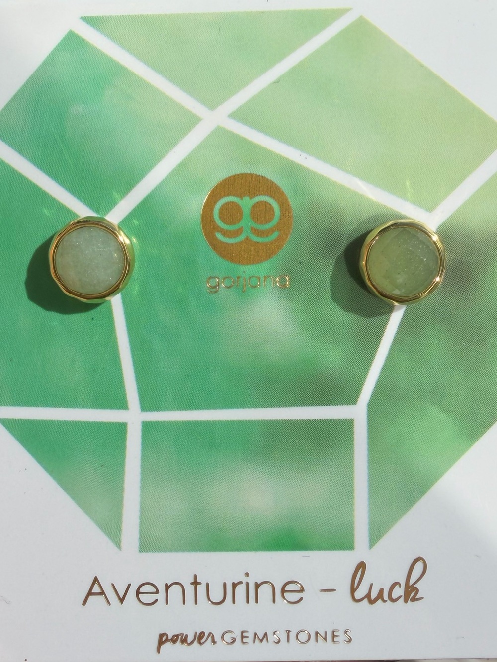 Gorjana Gold Aventurine Stud Earrings - Mint Green